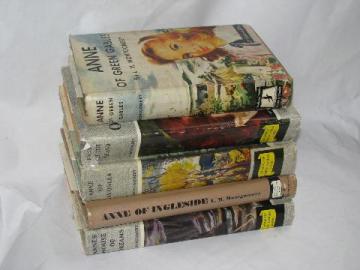 catalog photo of pulp vintage cover art dust jackets, old Anne of Green Gables series books