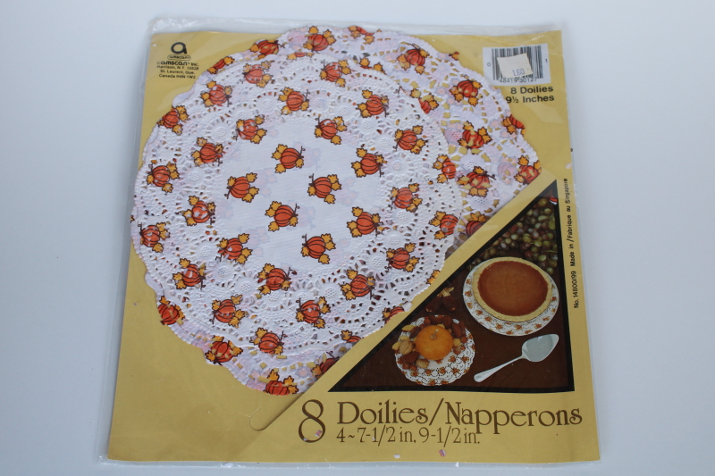 photo of pumpkin print paper lace doilies new old stock vintage fall harvest Thanksgiving #1