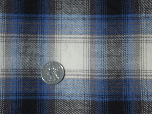 photo of pure cotton flannel shirting fabric, work shirt plaid in royal blue #1