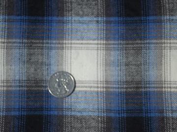 catalog photo of pure cotton flannel shirting fabric, work shirt plaid in royal blue