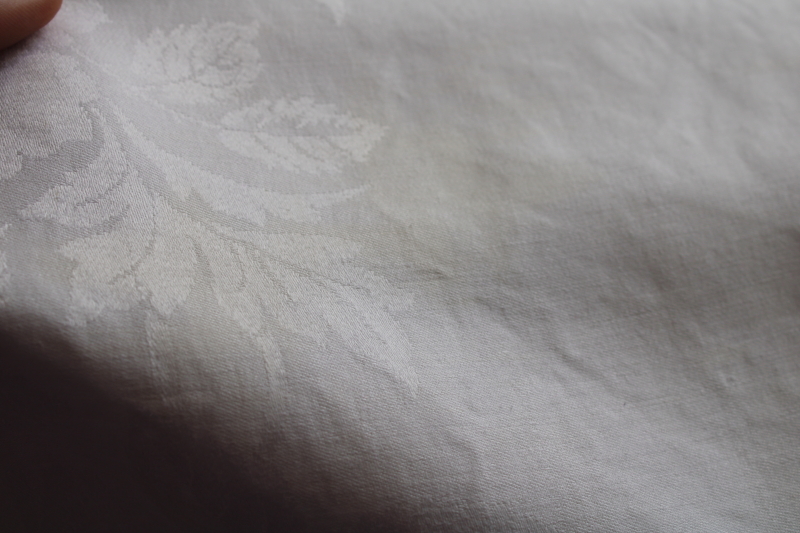 photo of pure linen damask vintage tablecloth banquet table size, floral pattern damask fabric #8