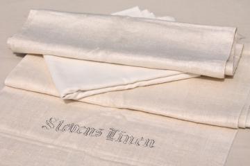 catalog photo of pure linen fabric for towels, runners or needlework - antique vintage fabric lot