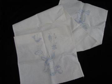 catalog photo of pure linen table runner for Christmas, vintage stamped needlework to embroider