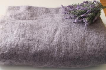 pure mohair wool woven throw, vintage lap blanket pale muted lavender color 