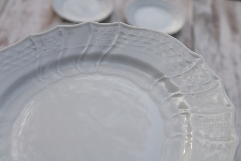 photo of pure white china embossed Dresden Form salad or dessert plates, vintage Hutschenreuther Germany  #3