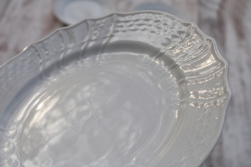 photo of pure white china embossed Dresden Form salad or dessert plates, vintage Hutschenreuther Germany  #4