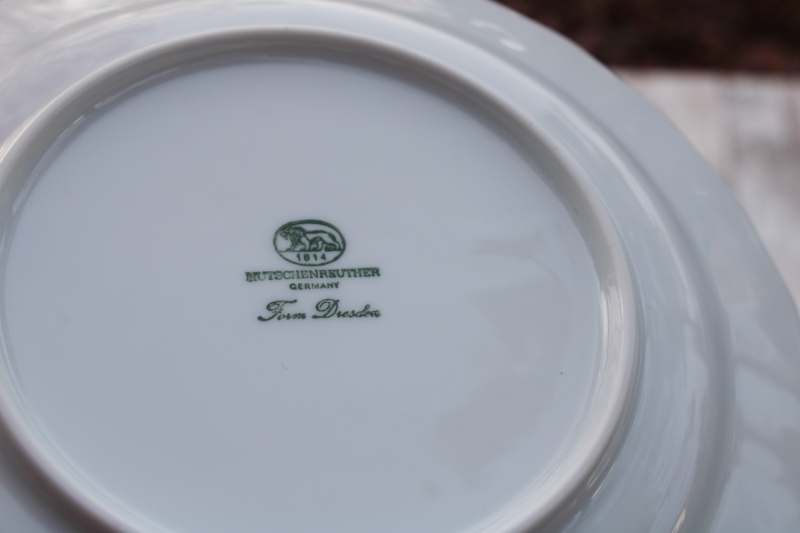 photo of pure white china embossed Dresden Form salad or dessert plates, vintage Hutschenreuther Germany  #5