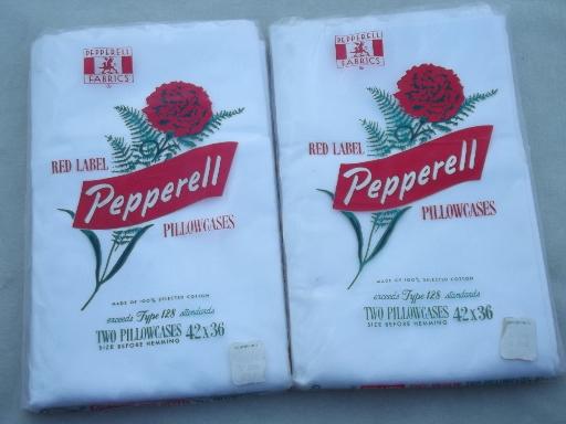 photo of pure white cotton pillowcases and sheet in original vintage packages #2