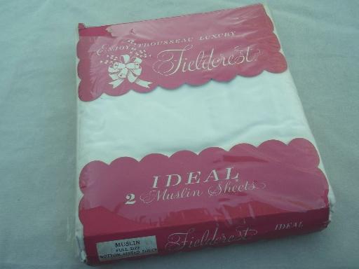 photo of pure white cotton pillowcases and sheet in original vintage packages #5