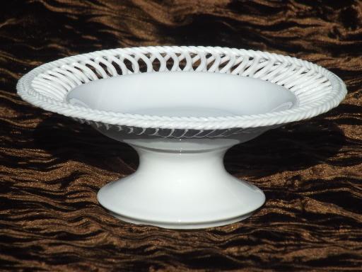 photo of pure white porcelain lace edge bowl, vintage made in Japan china candy dish #1