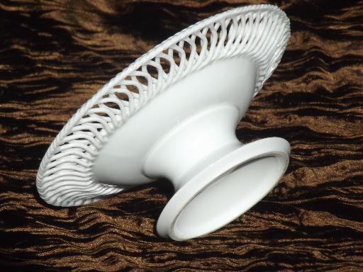 photo of pure white porcelain lace edge bowl, vintage made in Japan china candy dish #3