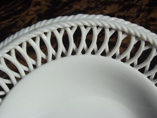 photo of pure white porcelain lace edge bowl, vintage made in Japan china candy dish #5