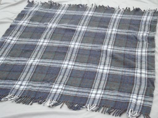 photo of pure wool throw blanket handwoven in Scotland, muted dress MacDonald plaid #1