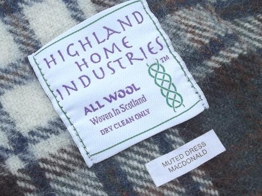 photo of pure wool throw blanket handwoven in Scotland, muted dress MacDonald plaid #3