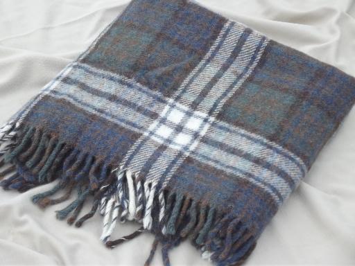 photo of pure wool throw blanket handwoven in Scotland, muted dress MacDonald plaid #5