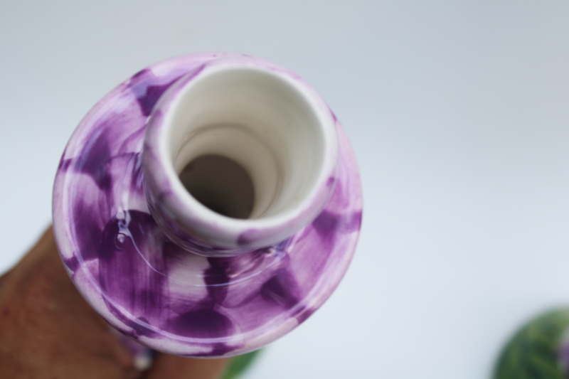 photo of purple floral vintage Portugal pottery hand painted candlesticks Jay Willfred Andrea by Sadek  #4