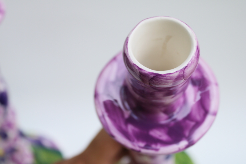 photo of purple floral vintage Portugal pottery hand painted candlesticks Jay Willfred Andrea by Sadek  #5