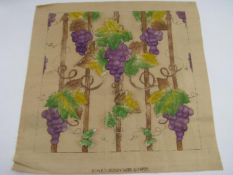 photo of purple grapes, vintage cotton pillow top for tinted embroidery #1