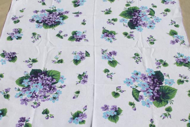 photo of purple violets vintage printed cotton apron & kitchen tablecloth, so retro & so sweet! #2