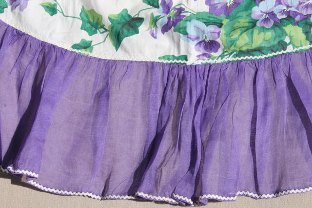 photo of purple violets vintage printed cotton apron & kitchen tablecloth, so retro & so sweet! #6