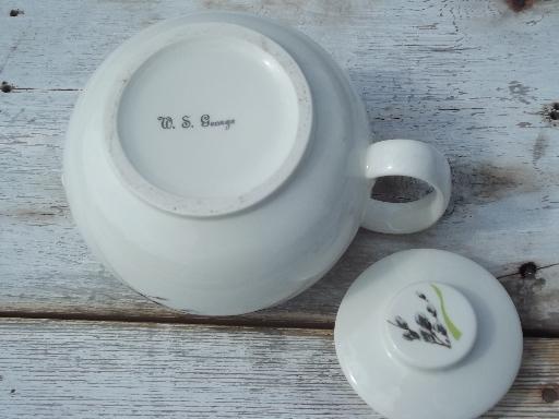 photo of pussy willow print teapot, 50s vintage W S George china tea pot #4