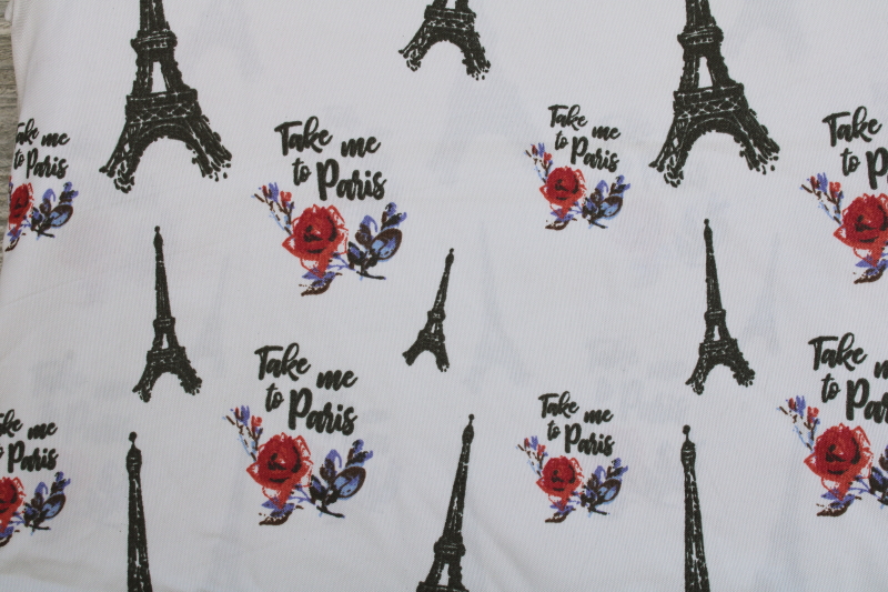 photo of queen size bed sheets set Take me to Paris retro French Eiffel Tower print microfiber bedding #3