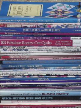 catalog photo of quilting books lot - patchwork quilt blocks, piecing patterns & techniques 