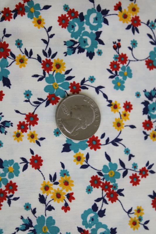 photo of quilting fabric lot mid-century vintage cotton prints red yellow aqua blue #3