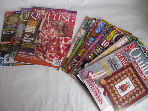 photo of quilting magazines w/ quilt patterns & color photos, back issues lot #1