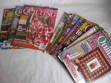 catalog photo of quilting magazines w/ quilt patterns & color photos, back issues lot