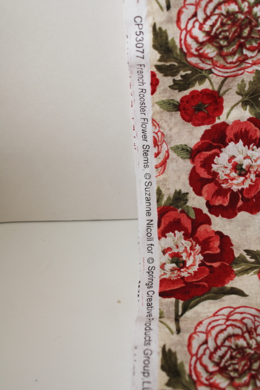 photo of quilting weight Springs cotton print fabric French Rooster Flower Stems vintage botanical floral #4