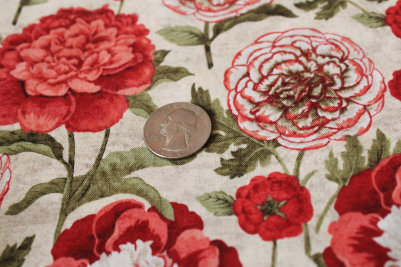 photo of quilting weight Springs cotton print fabric French Rooster Flower Stems vintage botanical floral #5