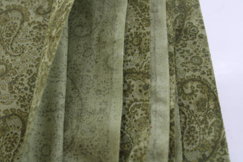 photo of quilting weight cotton vintage paisley fabric, print in shades of olive green #3