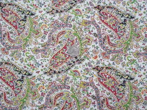 photo of quilting weight vintage cotton print paisley fabric, 36 wide x 6+ yards #1