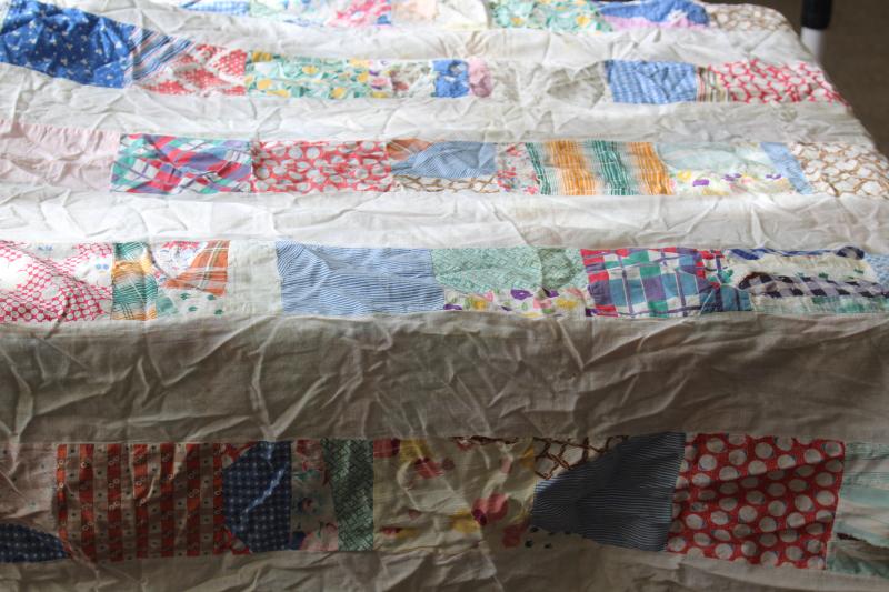 photo of ragged vintage quilt tops, lot pieced patchwork for crafts sewing upcycle projects #2