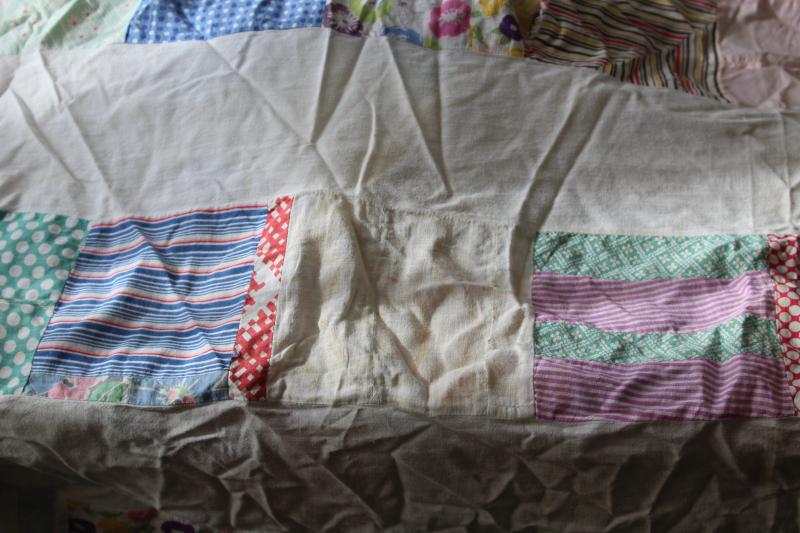 photo of ragged vintage quilt tops, lot pieced patchwork for crafts sewing upcycle projects #3