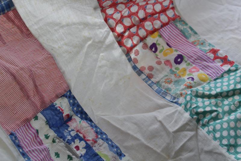 photo of ragged vintage quilt tops, lot pieced patchwork for crafts sewing upcycle projects #4