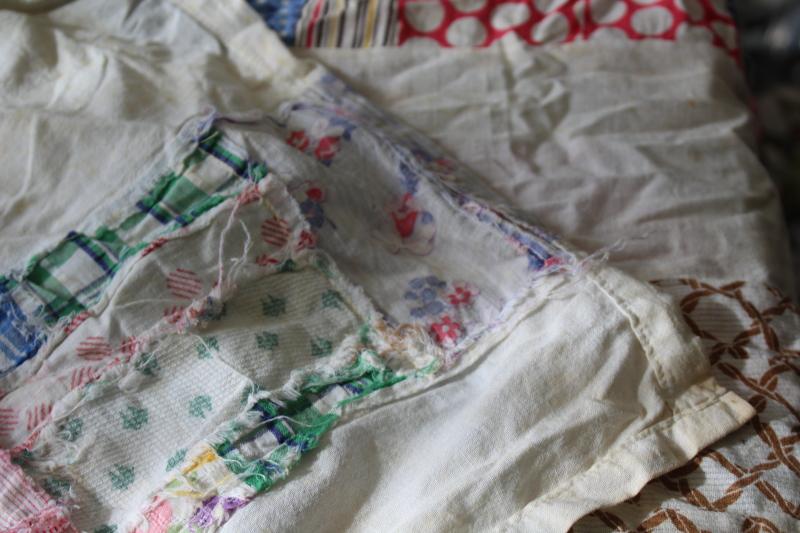 photo of ragged vintage quilt tops, lot pieced patchwork for crafts sewing upcycle projects #6