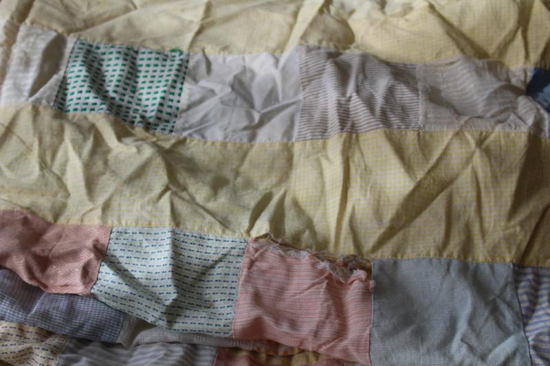 photo of ragged vintage quilt tops, lot pieced patchwork for crafts sewing upcycle projects #8