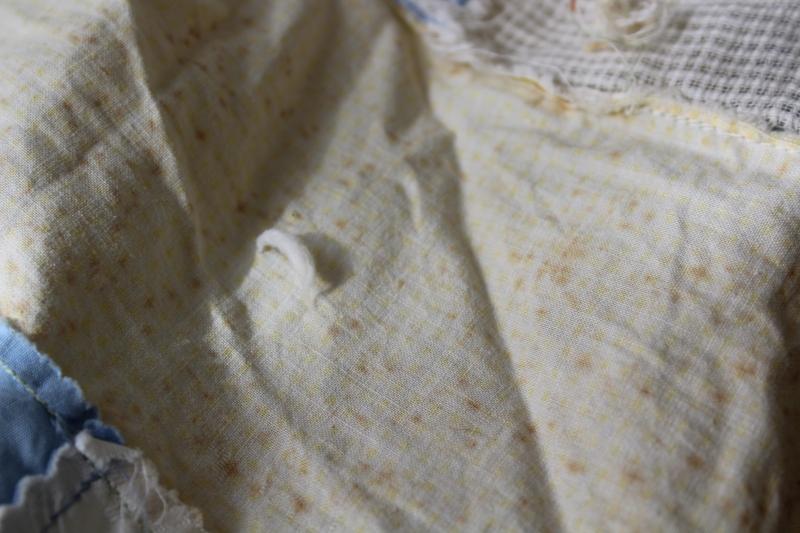 photo of ragged vintage quilt tops, lot pieced patchwork for crafts sewing upcycle projects #11