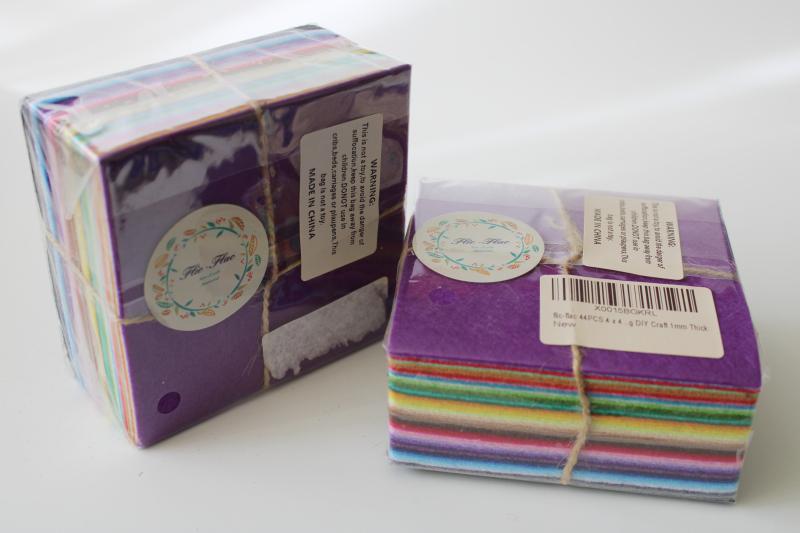 photo of rainbow colors craft felt squares, Flic Flac light weight papery felted material #1