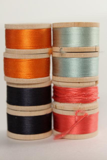 photo of rainbow jewel colors antique vintage pure silk buttonhole twist embroidery sewing thread lot #2
