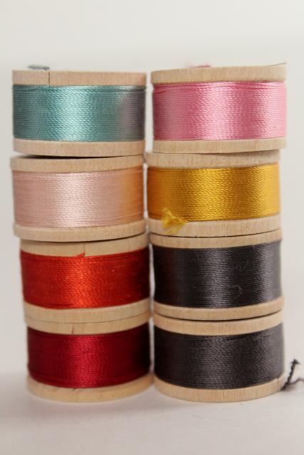 photo of rainbow jewel colors antique vintage pure silk buttonhole twist embroidery sewing thread lot #3