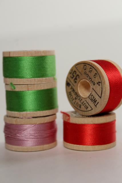 photo of rainbow jewel colors antique vintage pure silk buttonhole twist embroidery sewing thread lot #5