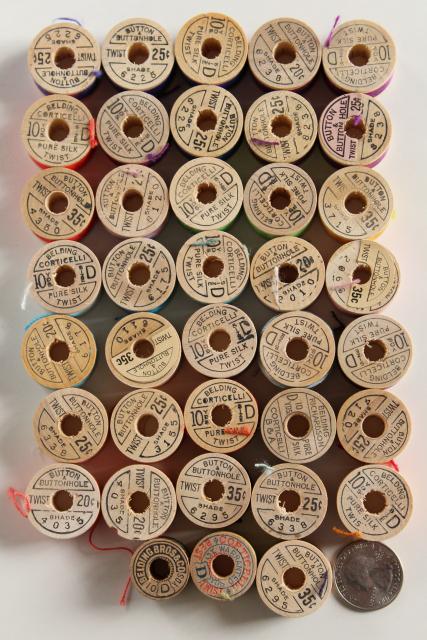 photo of rainbow jewel colors antique vintage pure silk buttonhole twist embroidery sewing thread lot #8