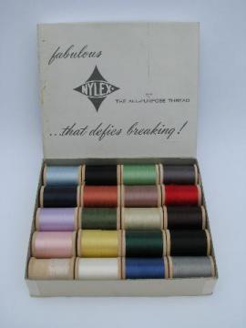 catalog photo of rainbow of colors, full box vintage Nylex nylon sewing thread