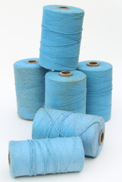 photo of rainbow of vintage cotton string spools, baker's twine cord yarn or weaving thread #7