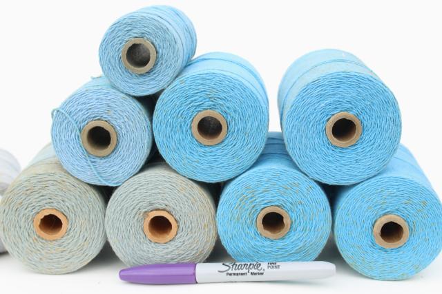 photo of rainbow of vintage cotton string spools, baker's twine cord yarn or weaving thread #9