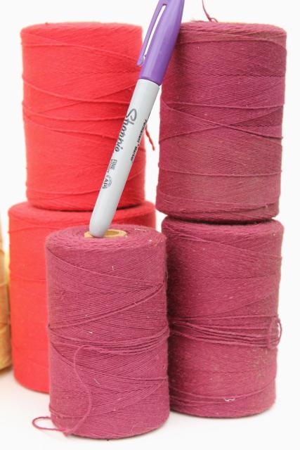 photo of rainbow of vintage cotton string spools, baker's twine cord yarn or weaving thread #15