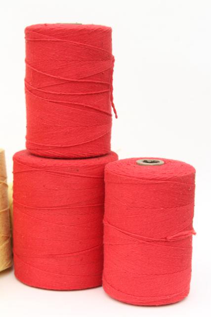 photo of rainbow of vintage cotton string spools, baker's twine cord yarn or weaving thread #17